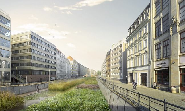 A rendering of realities:united's proposal to clean up a stretch of the River Spree in the center of Berlin. Credit: realities:united