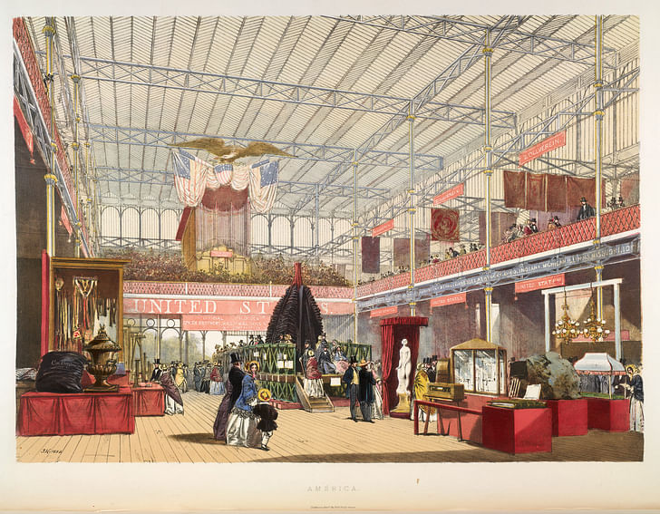 View of the 1851 American Display at the Great Exhibition in London. 