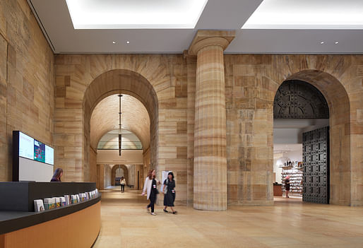 The North Entrance already opened to the public in 2019 and provides access to the Vaulted Walkway and a new retail store adorned by restored Tiffany doors. Steve Hall © Hall + Merrick Photographers, 2019, courtesy Philadelphia Museum of Art, 2021.