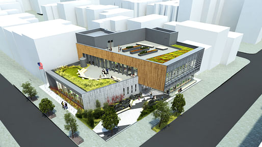 Concept rendering of the new Greenpoint Library and Environmental Education Center, designed by Brooklyn-based Marble Fairbanks and currently under construction. Image courtesy of Marble Fairbanks.