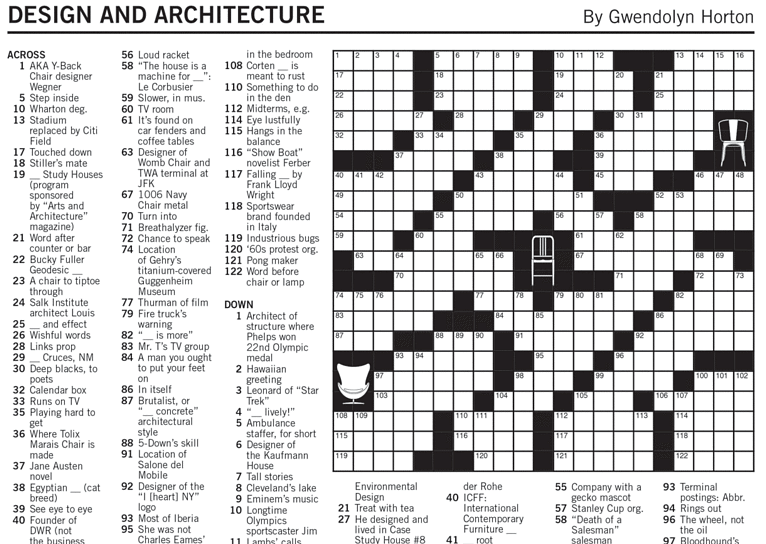 DWR teams up with NYT for the Design and Architecture Crossword News