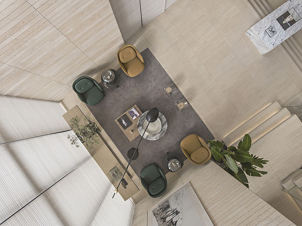 aerial view of the lobby