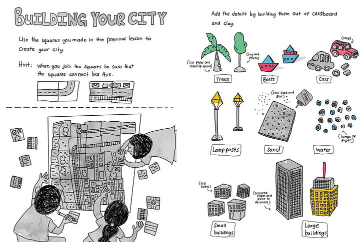 'Building your city' lesson. Illustration by Irushi Tennekoon. Images and lesson plan © Ranitri Weerasuriya
