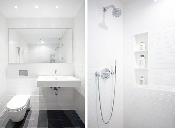 Typical Minimalist White Guest Baths with Duravit Sink and Kohler Fixtures