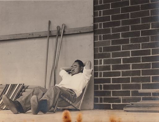 Kaneji Domoto relaxing at Usonia, photo undated. Credit: Jack Holme.