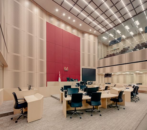 Courtrooms in the State Courts are equipped with information technology such as digital transcription and video conferencing systems, to facilitate more efficient work processes. (Image credit: Khoogj)