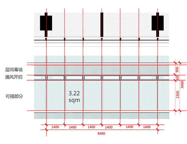 Elevation drawing of the typical facade module 