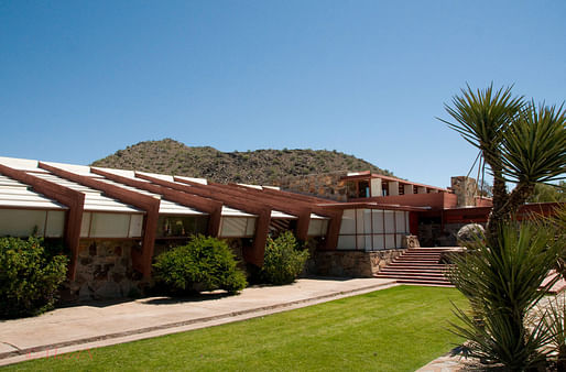 Photo of Taliesin West, designed by Frank Lloyd Wright. Image courtesy of Wikimedia user Maarten Nijman.