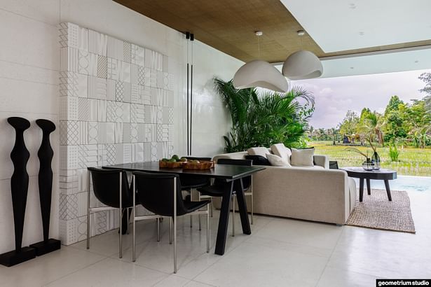 Dining table in the kitchen-living room 