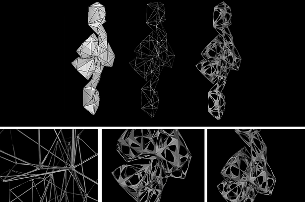 _Early Aggregation Studies Initially, the units took on a more organic form and drew inspiration from microscopic tree cells.