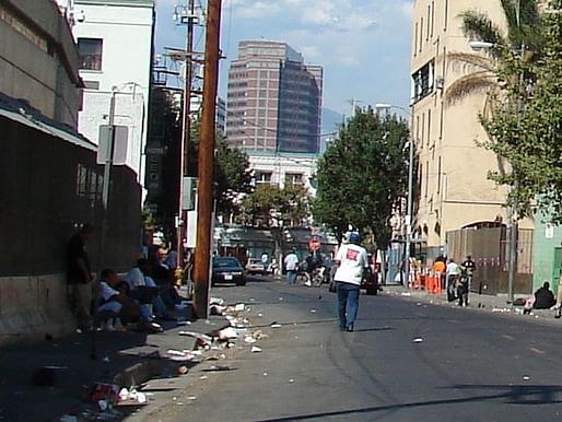 A view of LA's Skid Row district, 'home' to one of the largest stable homeless populations in the United States. (Image: Wikipedia)