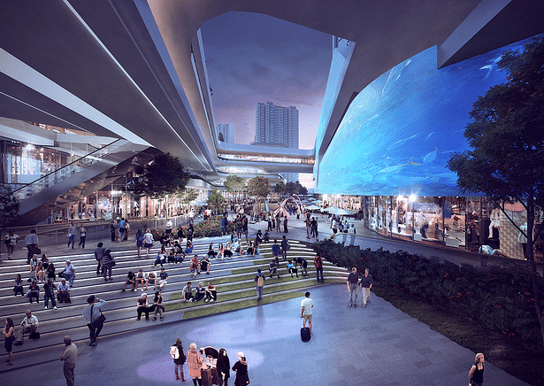 The public realm at Populus X will be the Future City Living Room to Pinghu where people can meet and socially interact.