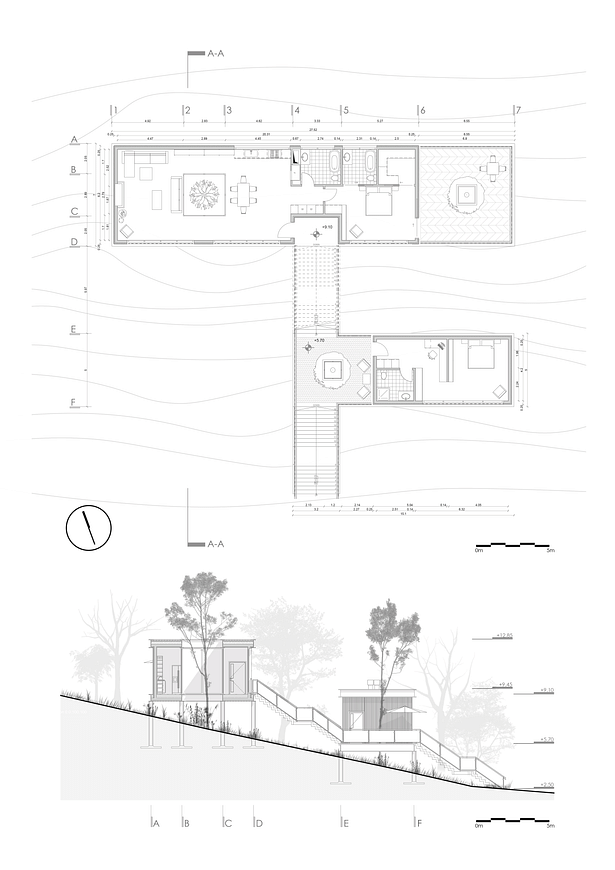 Dörte Cabin - Architectural plan and section