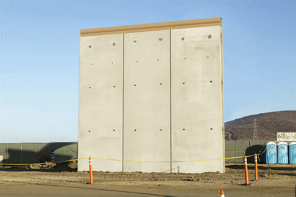 visualization of the deconstruction of the various Trump Border Wall prototypes