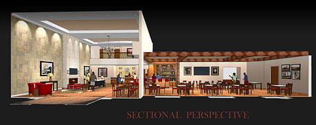 Sectional Perspective Interior Lobby for Comfort Suites at Dallas Executive Airport (SketchUp) 