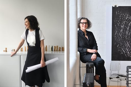 Farshid Moussavi (winner of the Jane Drew Prize 2022, left) and Mona Hatoum (winner of the Ada Louise Huxtable Prize 2022, right). 