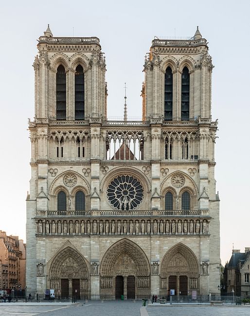The Western Facade of Notre Dame Cathedral as it appeared in 2014. Photo: Wikimedia Commons user DXR.