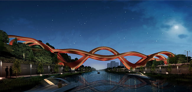 The winning bridge design by NEXT for Meixi Lake, China. Image courtesy of NEXT. 
