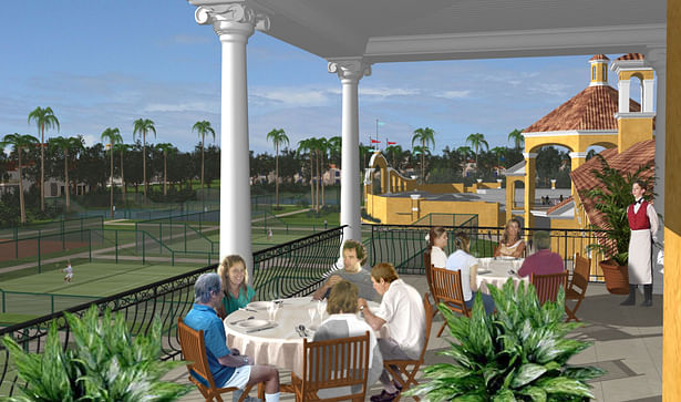 View from Cafeteria dining to tennis courts
