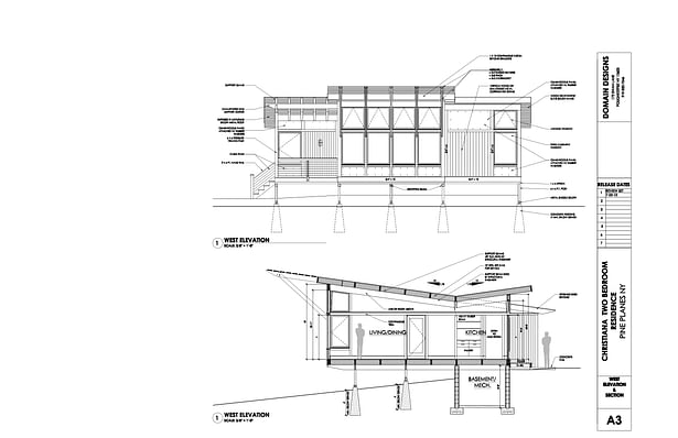 FRONT ELEVATION & SECTION of the larger plan