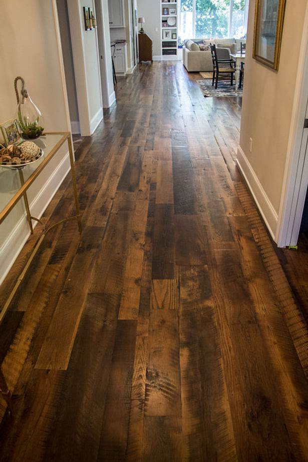 Heartland Barnwood Skip Planed Flooring in Lexington, Kentucky. Visit https://www.oldworldtimber.com/.