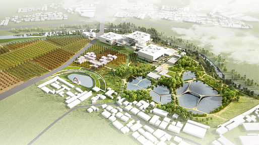 A bird-eye rendering of the Pingdi Low Carbon Campus in Shenzhen. Credit: Open Fabric