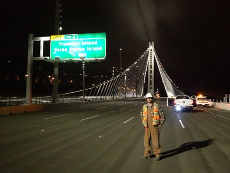 The night before the San Francisco Bay Bridge opened to the public. 