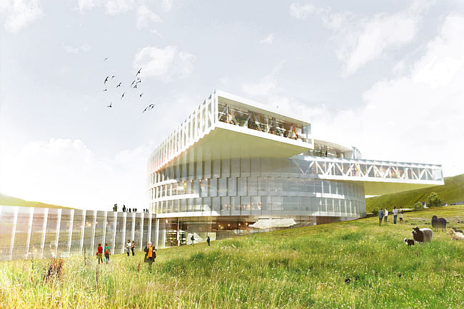 Rendering of the competition-winning design for Marknagil Education Center by BIG and Fuglark (Image courtesy of BIG)