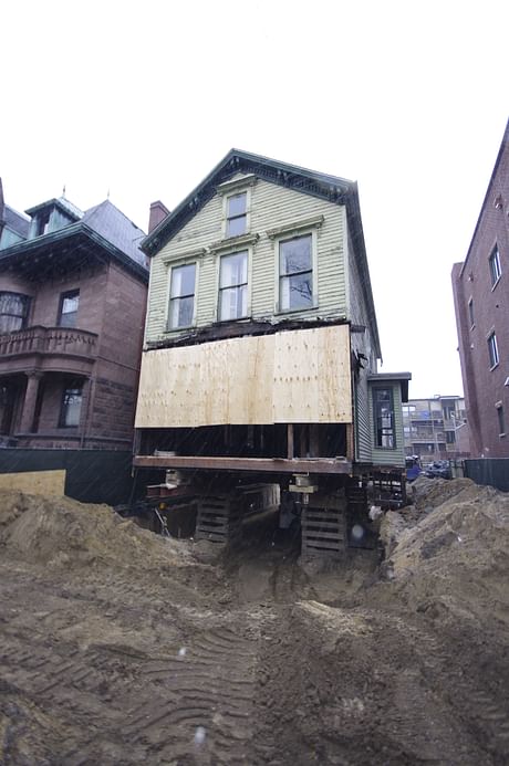 Orchard St. historic renovation shored on cribs and getting ready for new foundation
