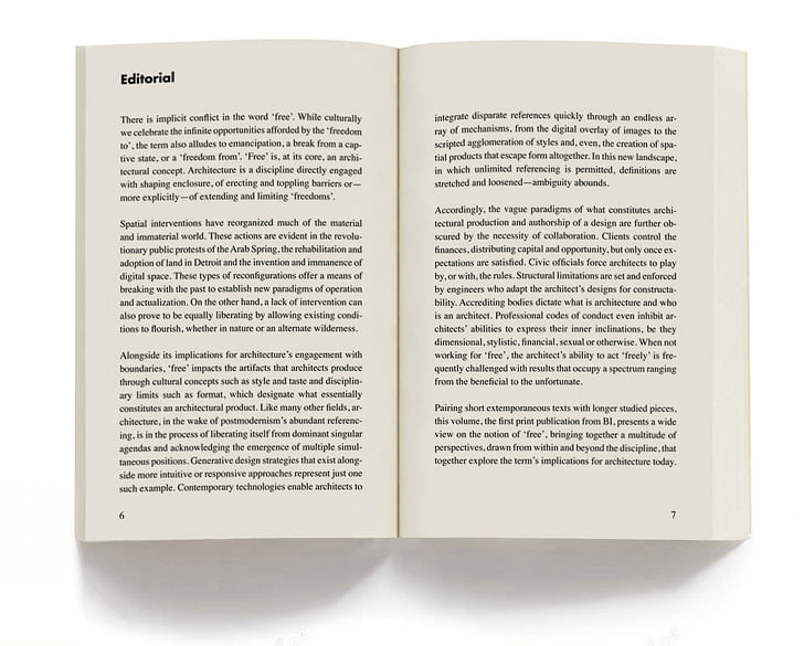 Page spread of introduction text from 'FREE'.