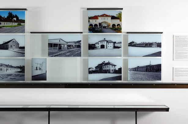 Sequence showing construction of concentration camp buildings.