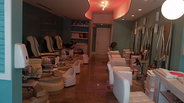 Pedicure and hair stylist area