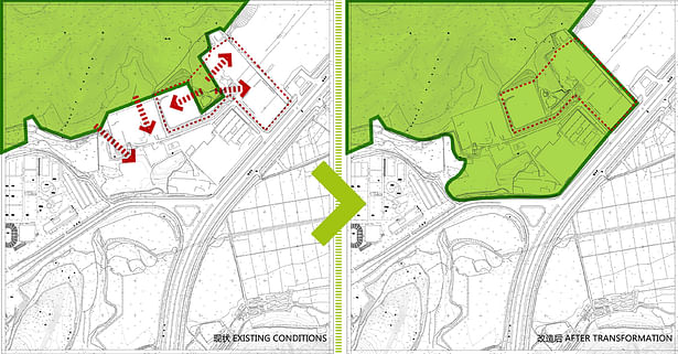 The existing Universiade Green Park extends to the site and up to the main road.