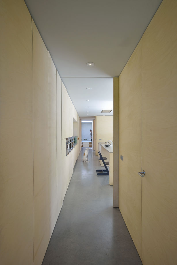 All interior walls are covered with a birch multiplex panel