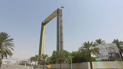Still from the new video of the Dubai Frame construction site, posted today on the Dubai Municipality's social media accounts.