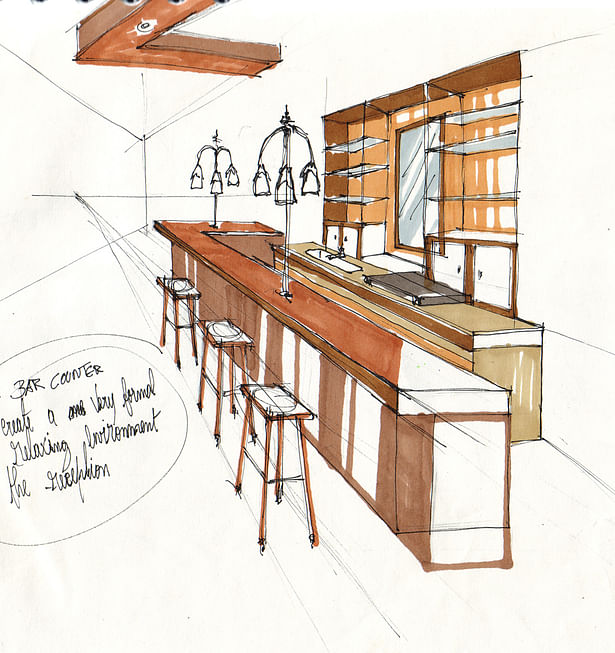 Quick sketch of a bar counter.