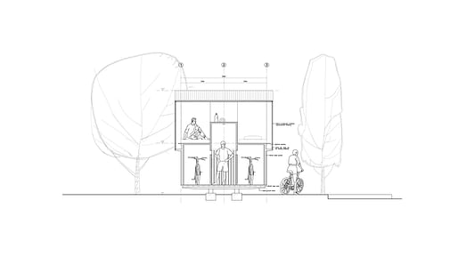 [Section View] BB Green Prize Winner: THE BEACON - Flexible Biking Rest Stop Cabin Designed by Tsz Wing Wu and Wesley Fung