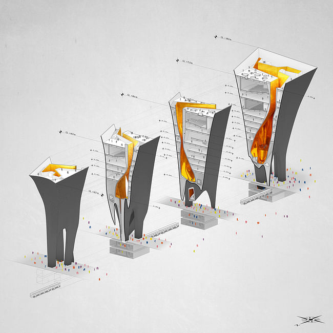Times Square Re-Imagined by Toshiki Hirano (Exploaded Axonometric)