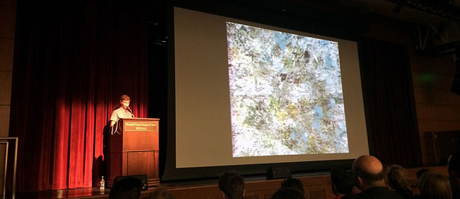 Casey Reas' keynote lecture. Photo by Anthony Morey.