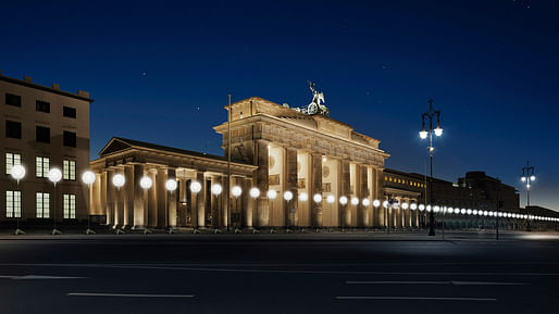 Visualization of the Lichtgrenze at Brandenburg Gate; © Kulturprojekte Berlin_WHITEvoid / Christopher Bauder; Photo: Daniel Büche
