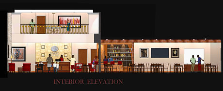 Interior Lobby Elevation for Comfort Suites at Dallas Executive Airport (SketchUp)