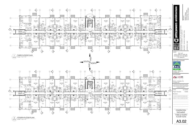 Third and fourth floor plans.