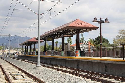 The brand-new terminus of the Metro Gold Line in Azusa. Image via wikipedia.org