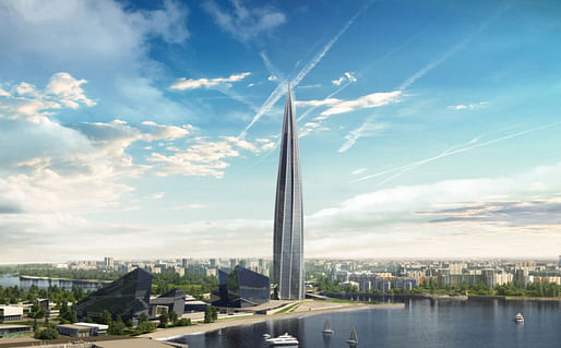 Lakhta Center rendering by RMJM, located in St. Petersburg, RU. Image: Lakhta Center.