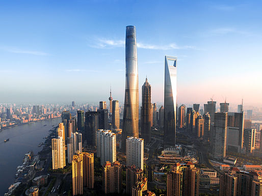 The recently completed and at 632 m/2,073 ft now the world's second-tallest building: Shanghai Tower. (Image: Gensler)