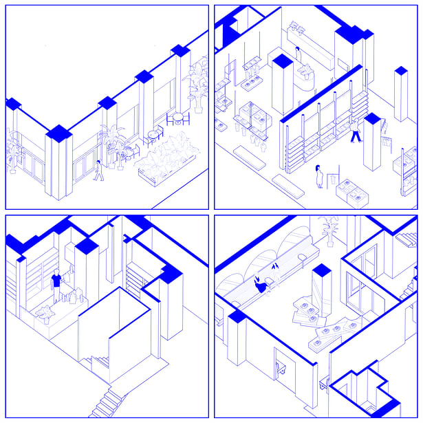 Axonometric details illustrating key components of design