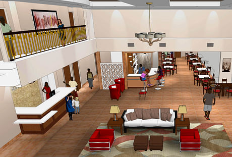 Interior Lobby for Comfort Suites at Dallas Executive Airport (SketchUp)
