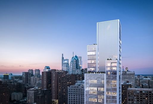 Kohn Pedersen Fox Associates's 47-story residential tower in Philadelphia. Courtesy of KPF