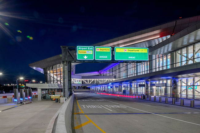 Image shows road path improvements at LaGuardia's Terminal C. courtesy of Gov. Kathy Hochul's office via NewYork Yimby.