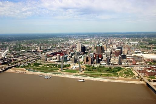 The Gateway Arch's newly landscaped grounds by Michael Van Valkenburgh Associates, located in St. Louis, MO. Image: Michael Van Valkenburgh Associates.